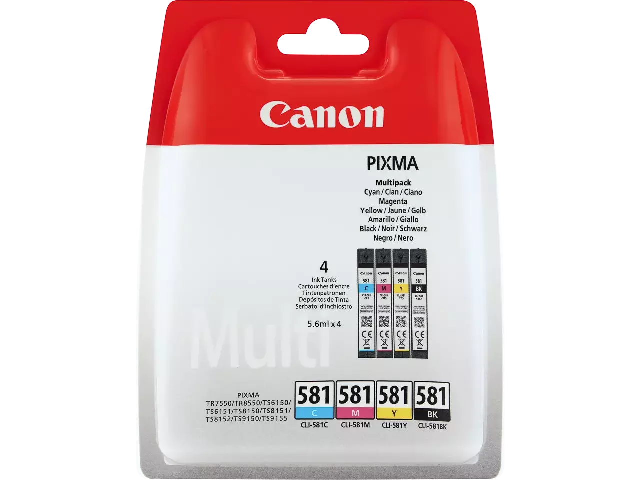 170008441161.webp 1998C006 CANON CLI581XXL Pixma TS TR Inkt (4) cmyk EHC SEC Cardboard 4x11,7ml - Afbeelding 1