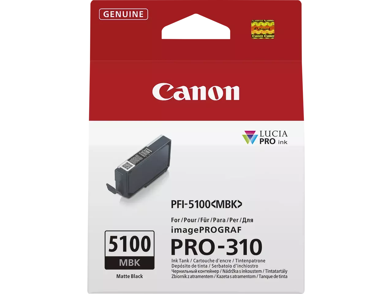 170008441214.webp 6951C001 CANON PFI5100MBK IPF Inkt mat zwart 14ml - Afbeelding 1