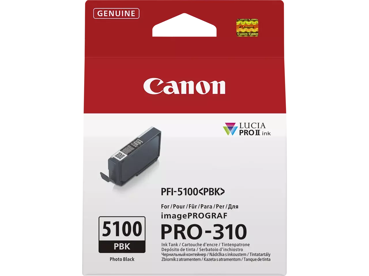 170008441215.webp 6952C001 CANON PFI5100PBK IPF Inkt foto zwart 14ml - Afbeelding 1