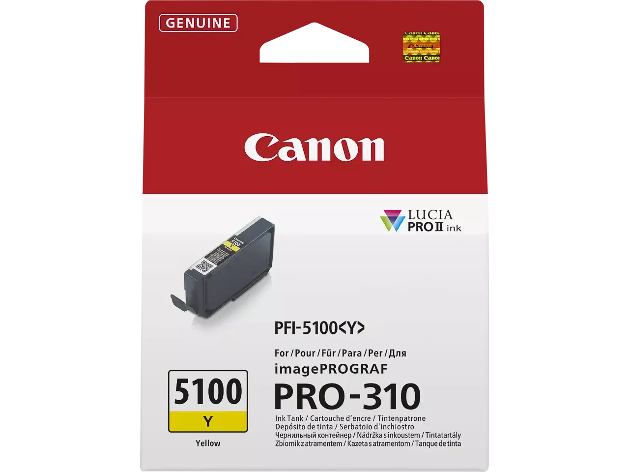 170008441218.webp 6955C001 CANON PFI5100Y IPF Inkt geel 14ml - Afbeelding 1
