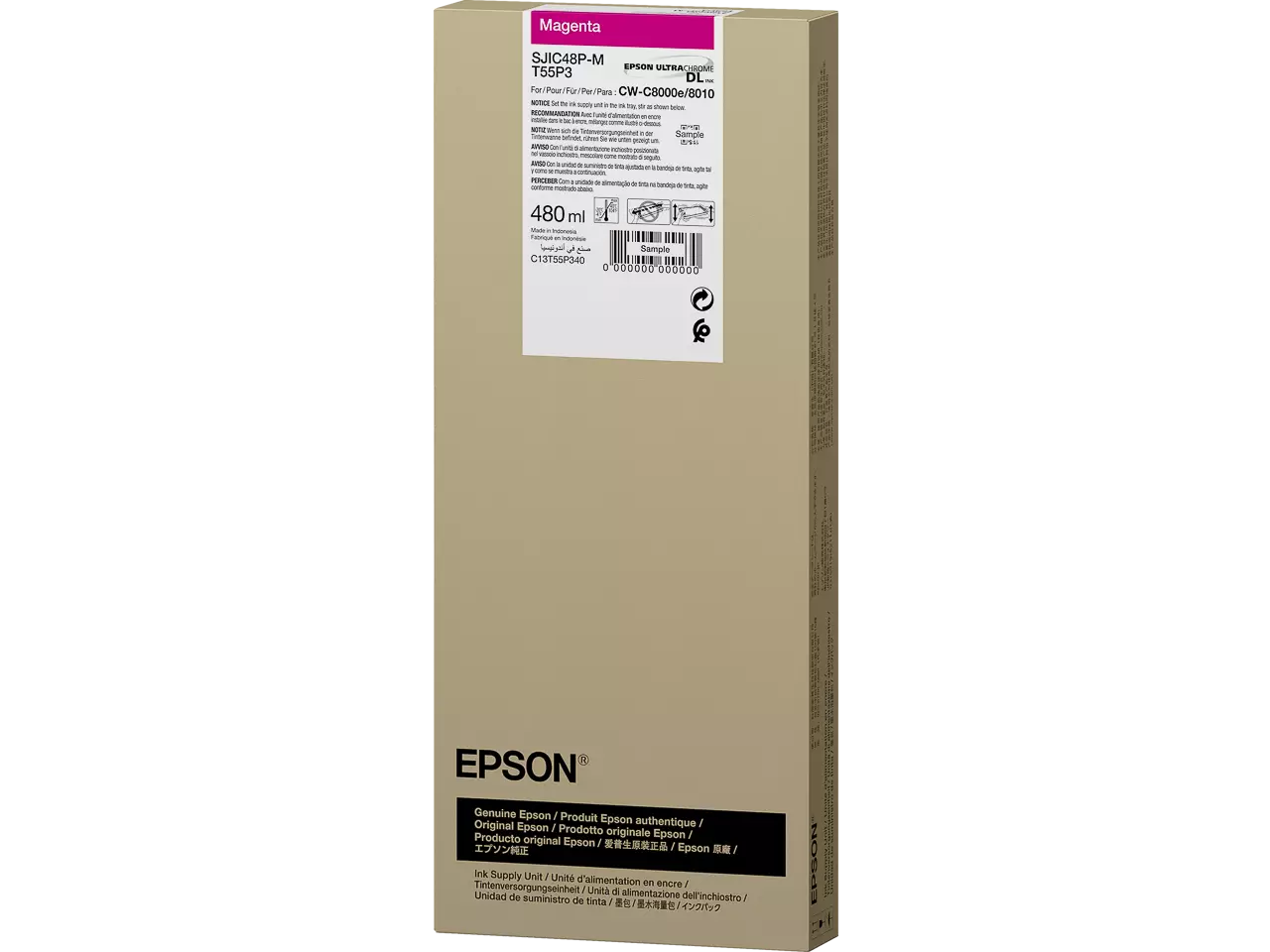 170015442107.webp C13T55P340 EPSON SJIC48P-M CW C8000e Inkt magenta 480ml - Afbeelding 1