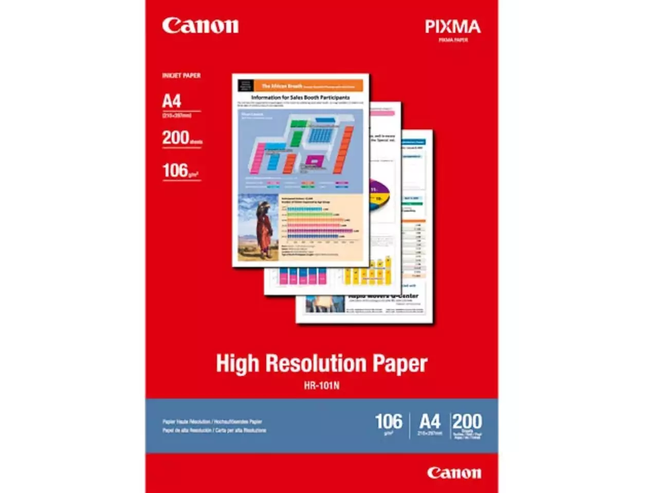 800008440022.webp 1033A001 CANON Papier A4 (210x297mm) 200 vel wit HR101N 106gr - Afbeelding 1