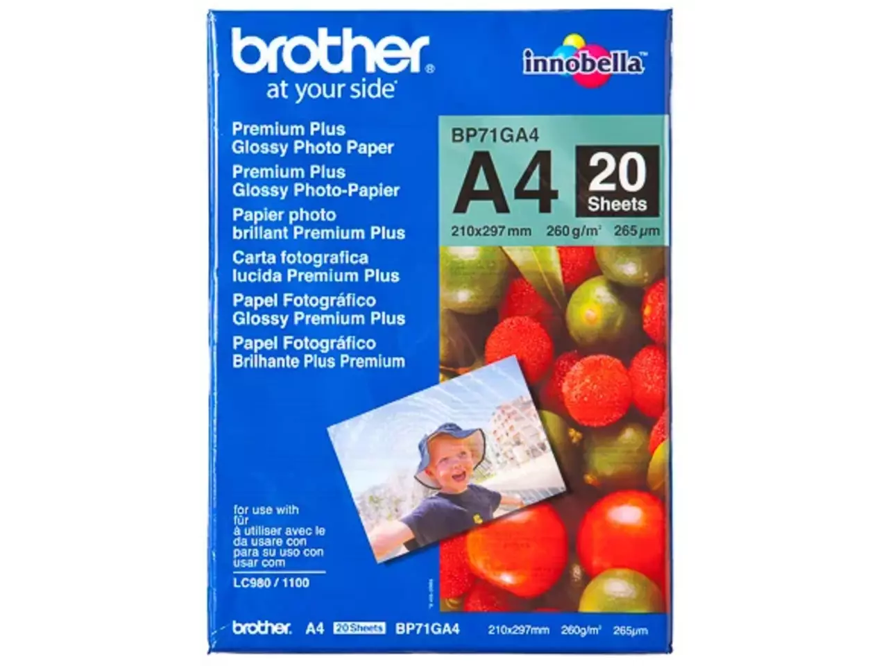 802005440004.webp BP71GA4 BROTHER Fotopapier A4 (210x297mm) 20vel wit 260gr glossy - Afbeelding 1