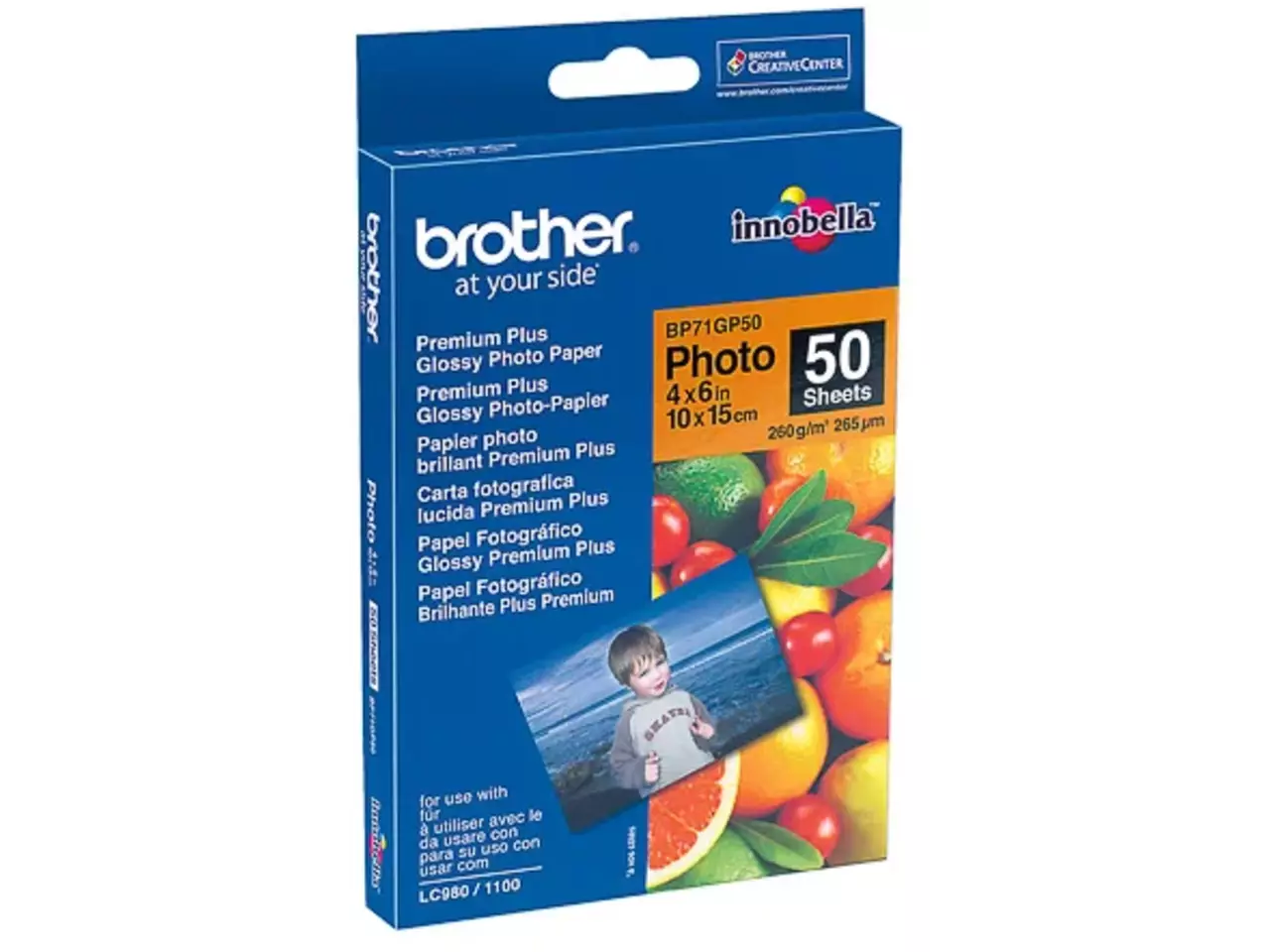802005440006.webp BP71GP50 BROTHER Premium Plus Fotopapier 10x15cm 50vel wit 260gr glossy - Afbeelding 1