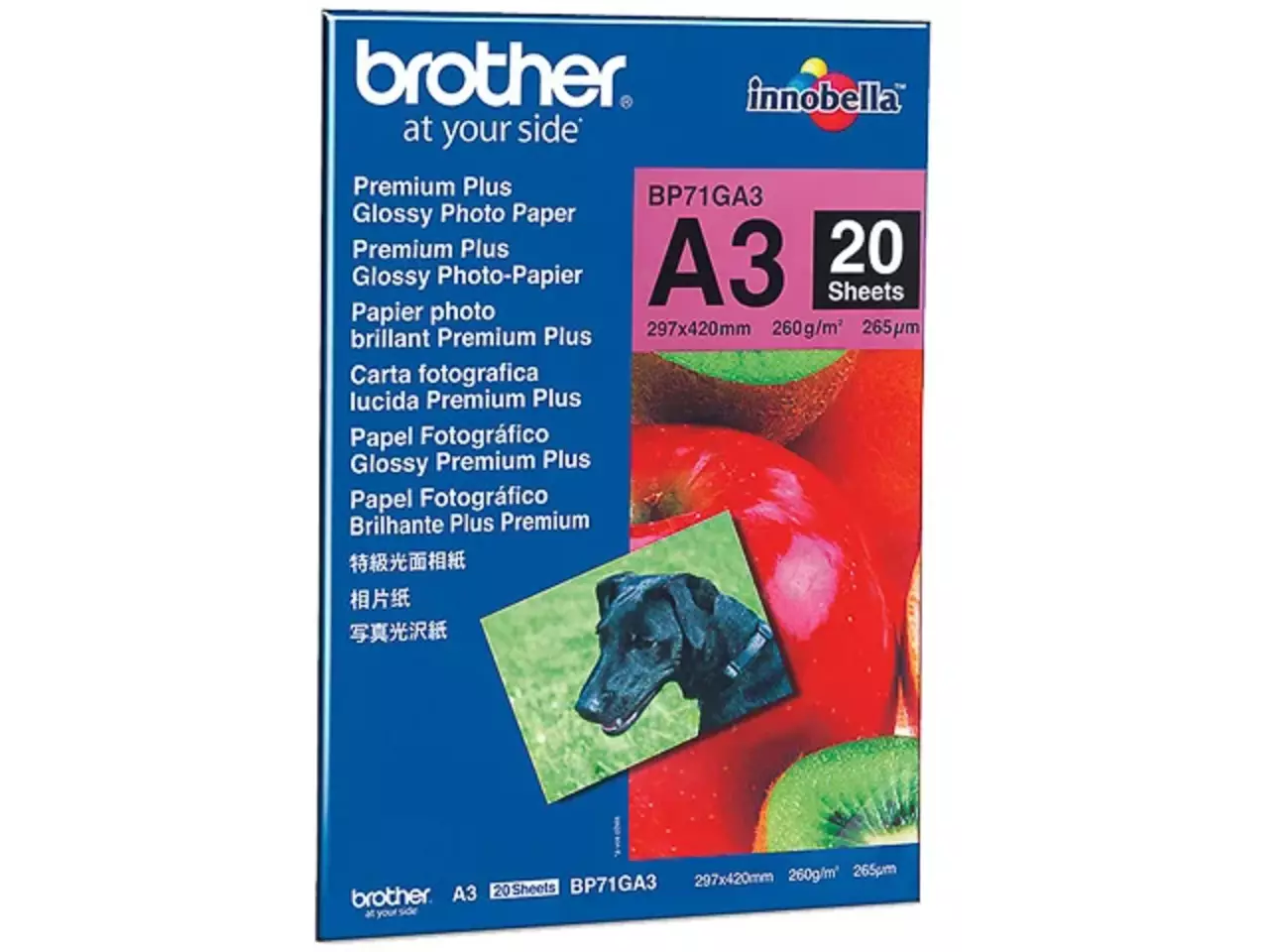 802005440007.webp BP71GA3 BROTHER Premium Plus Fotopapier A3 (297x420mm) 20vel wit 260gr glossy - Afbeelding 1