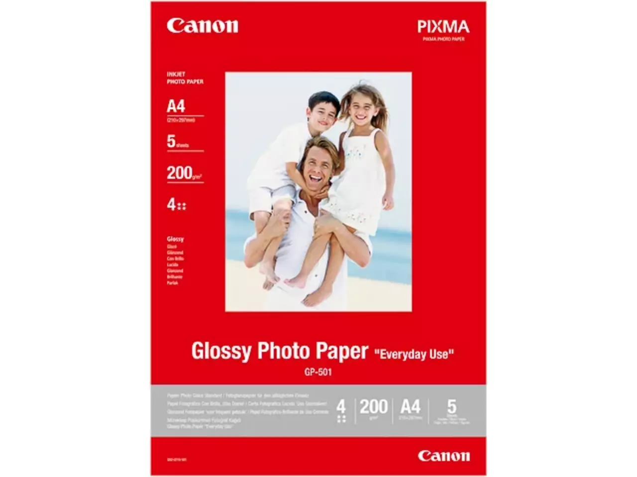 802008440074.webp 0775B001 CANON Fotopapier A4 (210x297mm) 100vel wit GP501 200gr glossy - Afbeelding 1