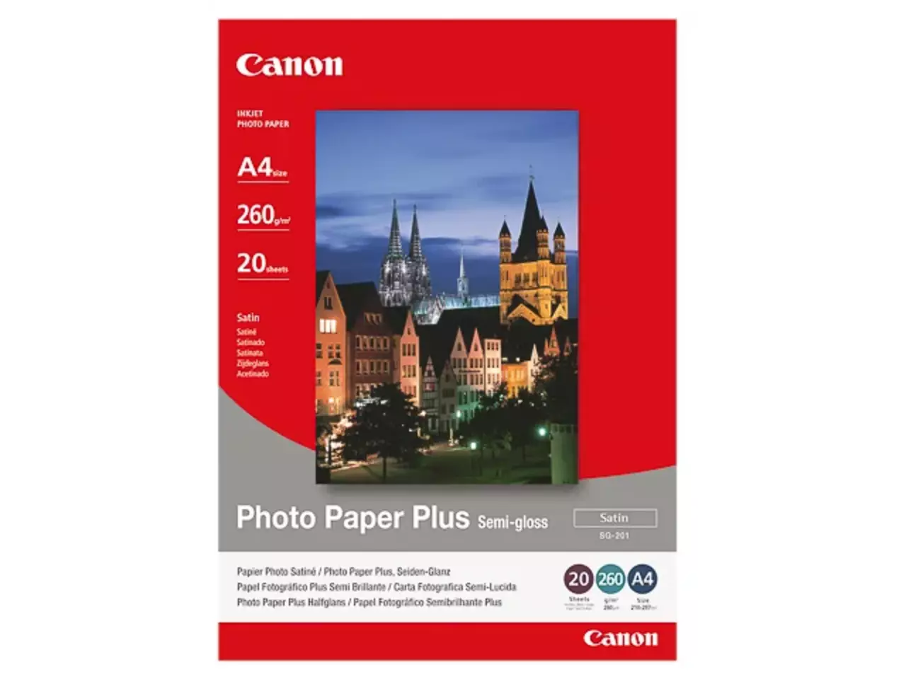 802008440082.webp 1686B021 CANON Fotopapier A4 (210x297mm) 20vel wit SG201 260gr glossy - Afbeelding 1