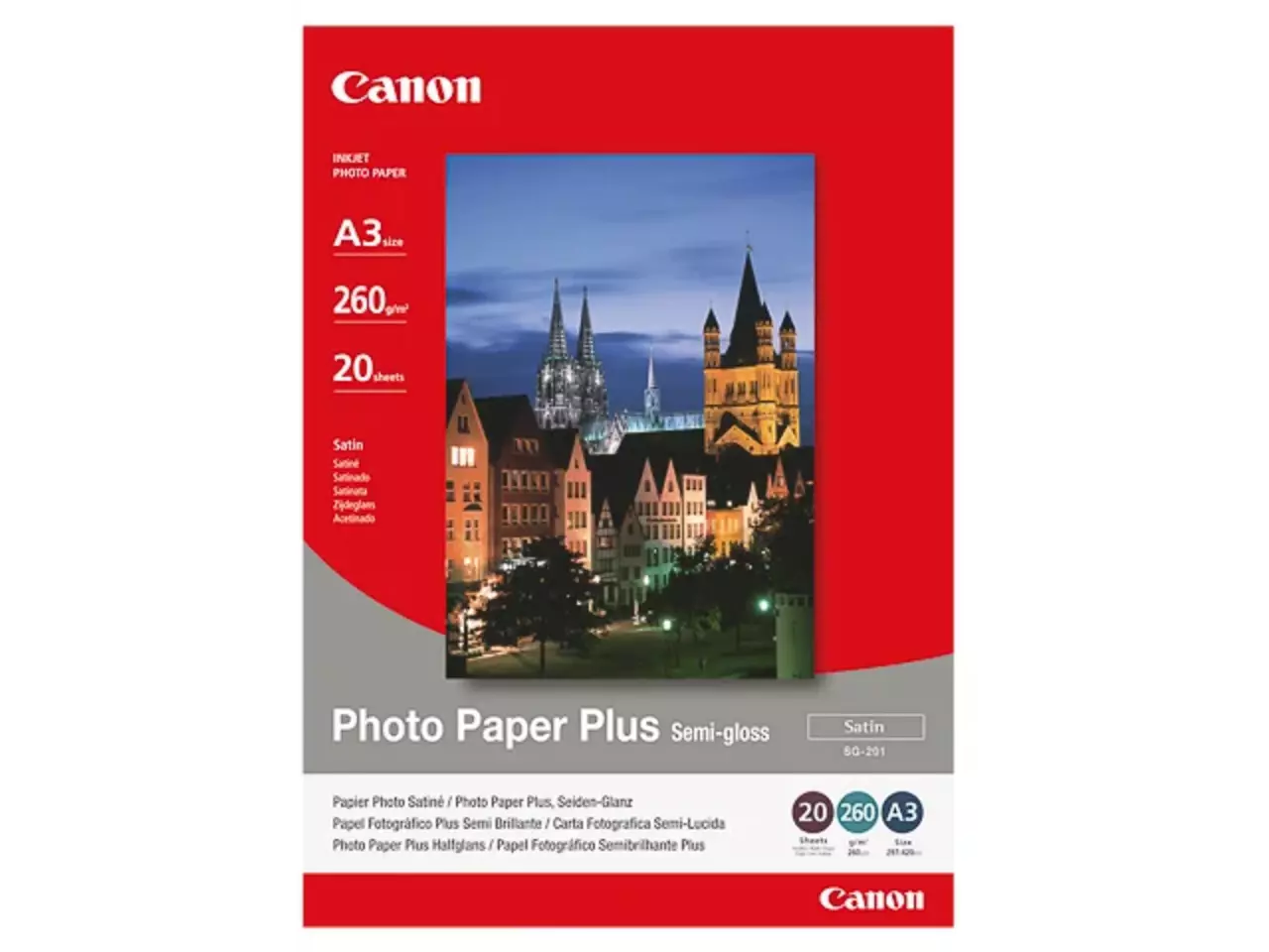 802008440083.webp 1686B026 CANON Fotopapier A3 (297x420mm) 20vel wit SG201 260gr glossy - Afbeelding 1