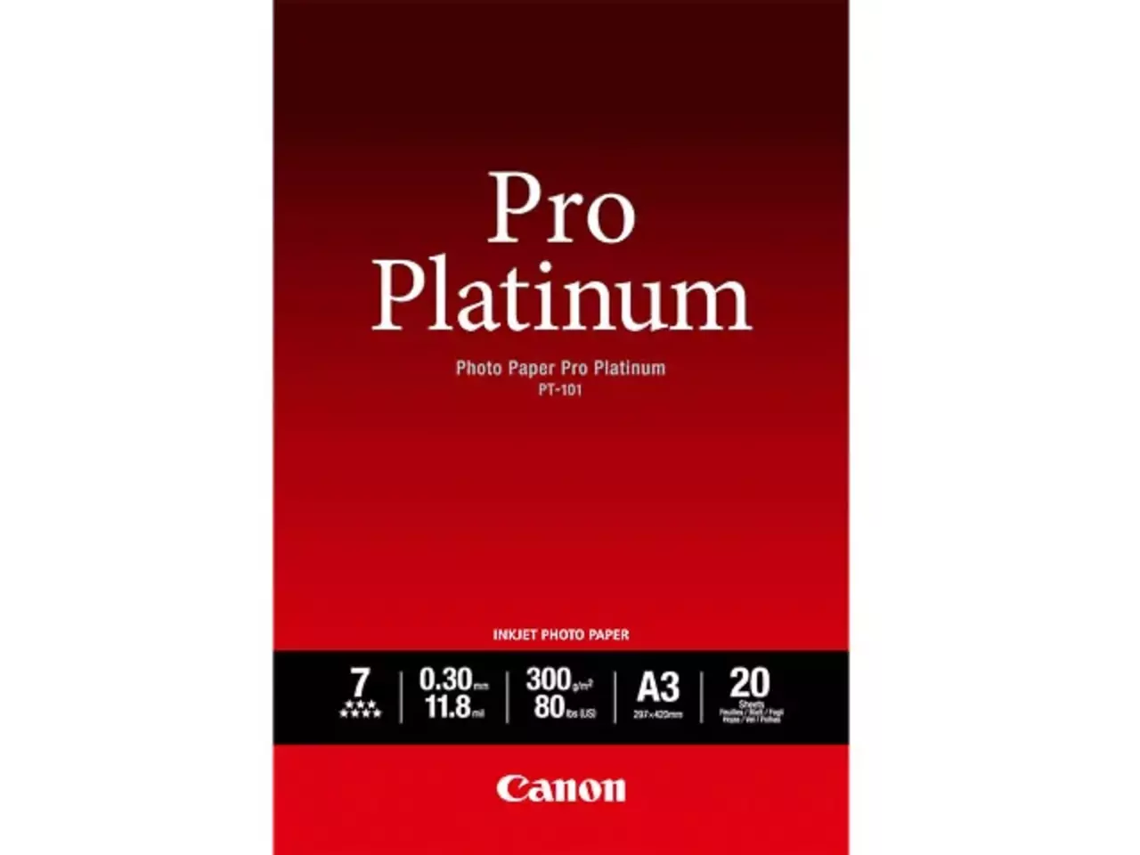 802008440101.webp 2768B017 CANON Fotopapier A3 (297x420mm) 20vel wit PT101 300gr glossy - Afbeelding 1