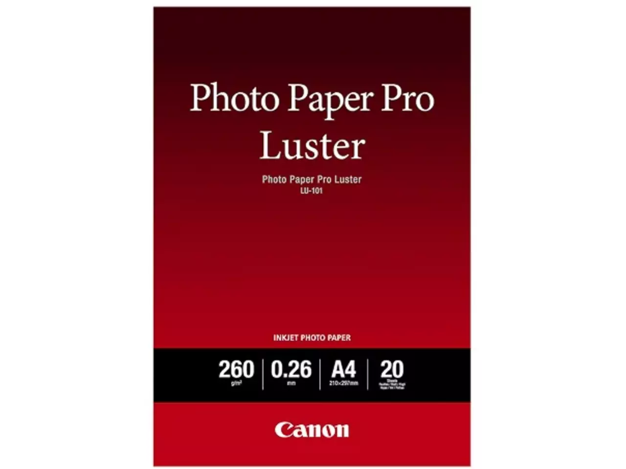802008440117.webp 6211B006 CANON Fotopapier A4 (210x297mm) 20vel wit LU101 260gr glossy - Afbeelding 1