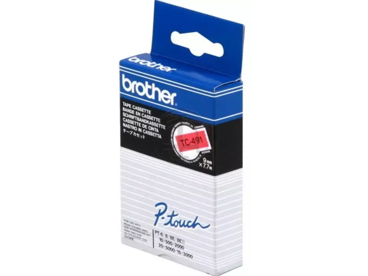 914005440006.webp TC491 BROTHER PT Labeltape 9mm rood zwart 7,7 meter gelamineerd - Afbeelding 1