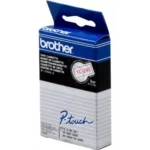 TC292 BROTHER PT Labeltape 9mm wit rood 7,7 meter gelamineerd