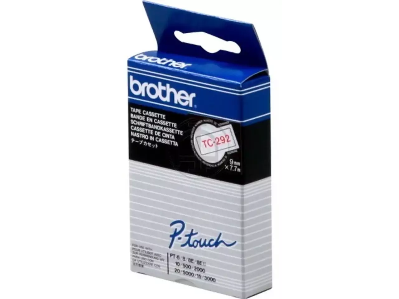 914005440010.webp TC292 BROTHER PT Labeltape 9mm wit rood 7,7 meter gelamineerd - Afbeelding 1