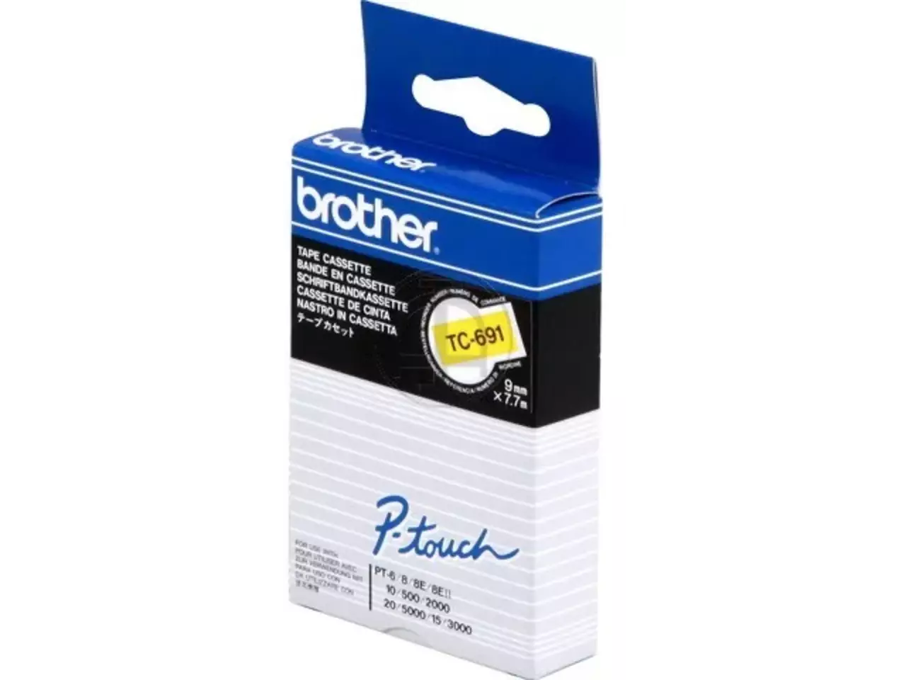 914005440011.webp TC691 BROTHER PT Labeltape 9mm geel zwart 7,7 meter gelamineerd - Afbeelding 1