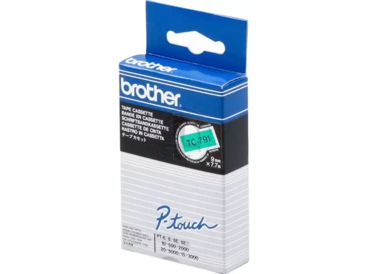 914005440014.webp TC791 BROTHER PT Labeltape 9mm groen zwart 7,7 meter gelamineerd - Afbeelding 1