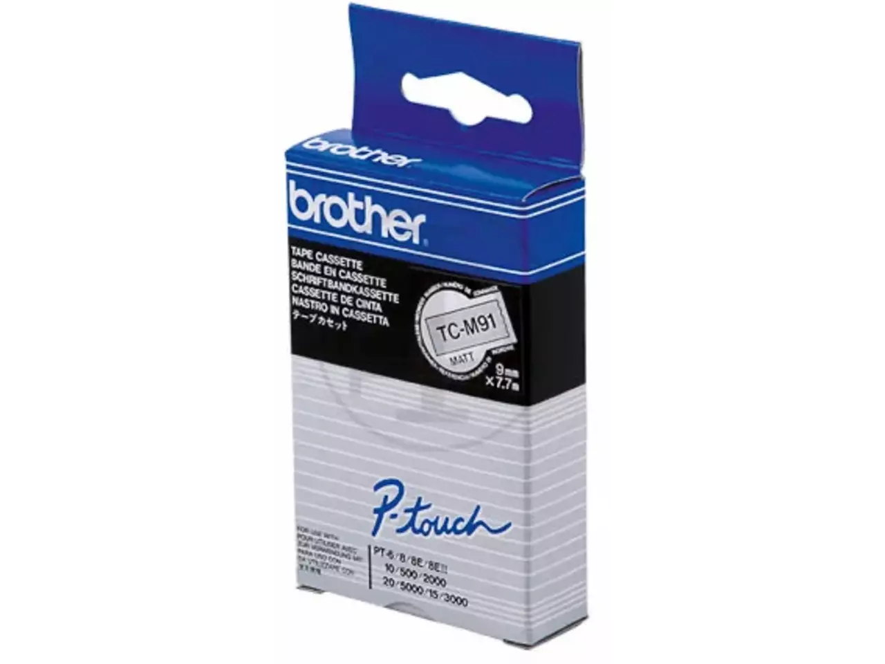 914005440018.webp TCM91 BROTHER PT Labeltape 9mm helder mat zwart 7,7 meter gelamineerd - Afbeelding 1