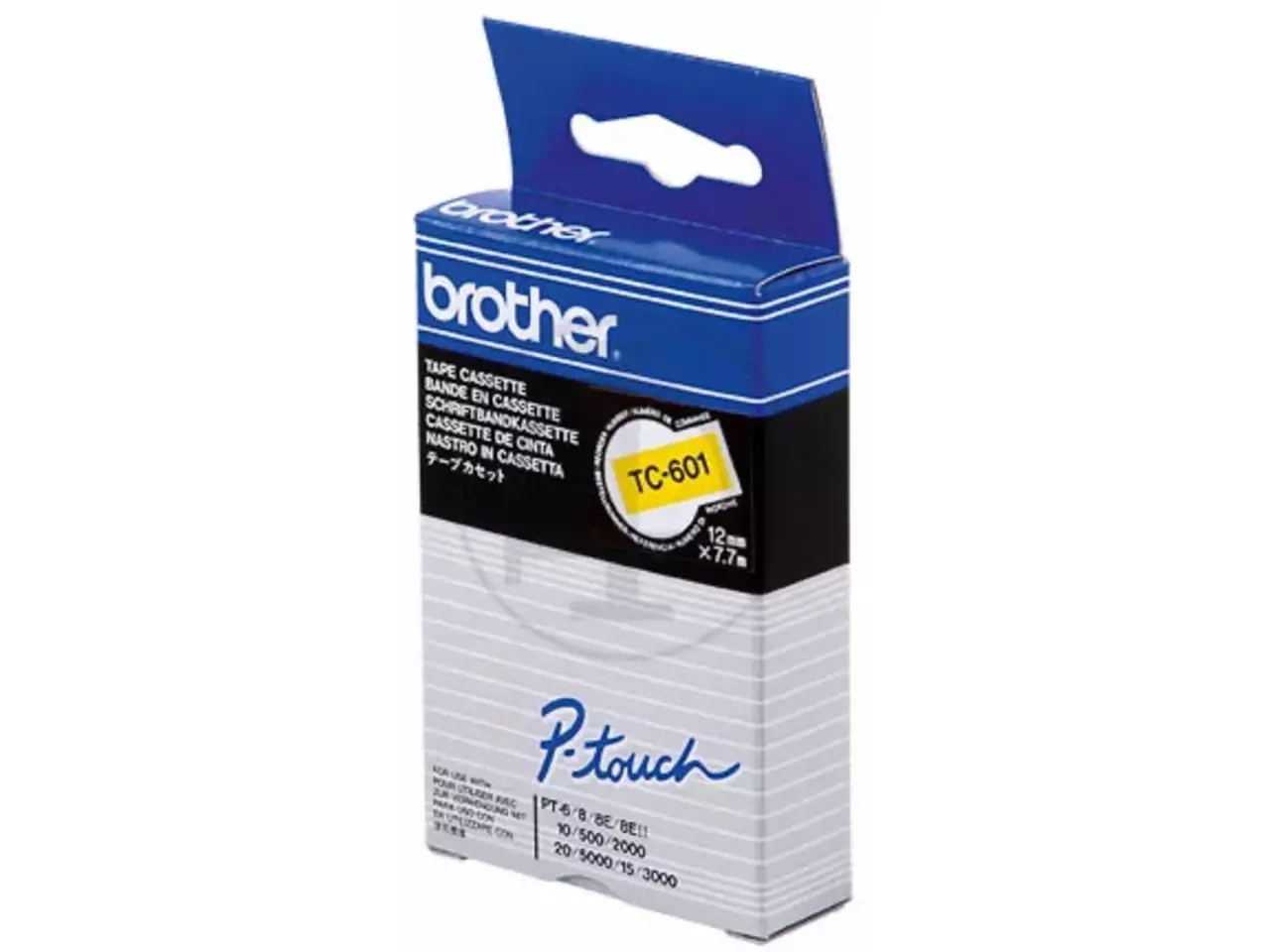 914005440025.webp TC601 BROTHER PT Labeltape 12mm geel zwart 7,7 meter gelamineerd - Afbeelding 1