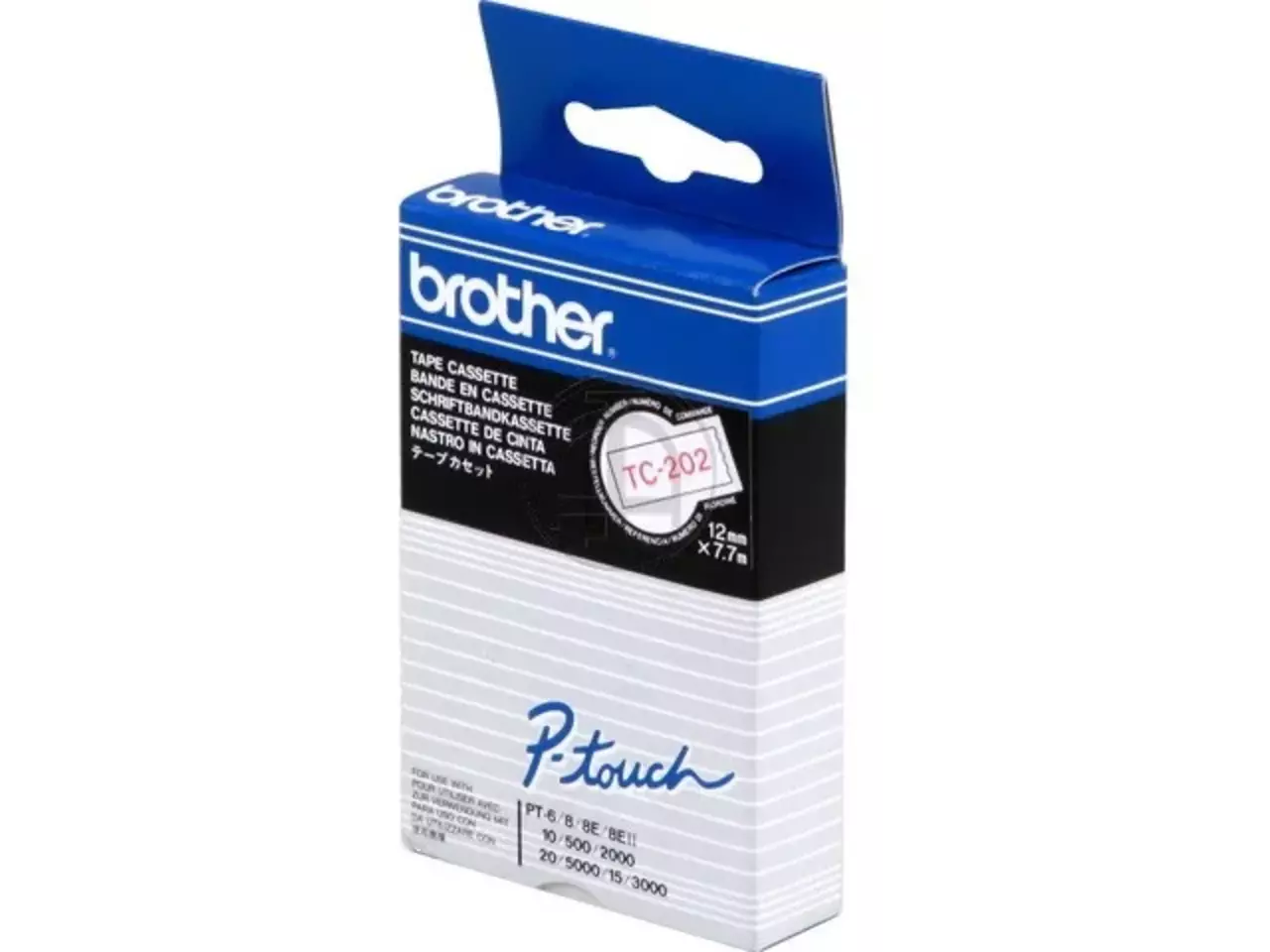 914005440030.webp TC202 BROTHER PT Labeltape 12mm wit rood 7,7 meter gelamineerd - Afbeelding 1