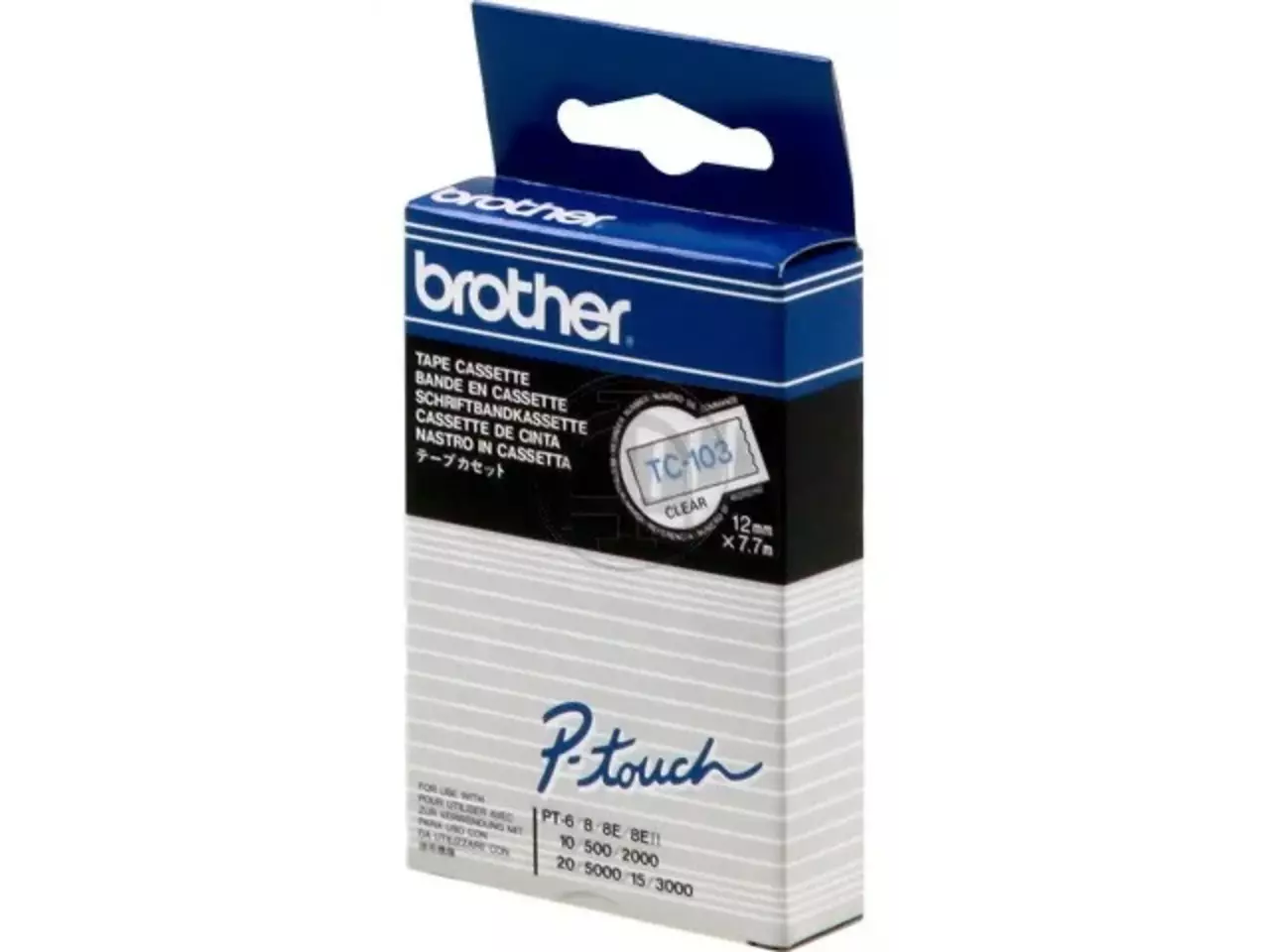 914005440090.webp TC103 BROTHER PT Labeltape 12mm helder blauw 7,7 meter gelamineerd - Afbeelding 1