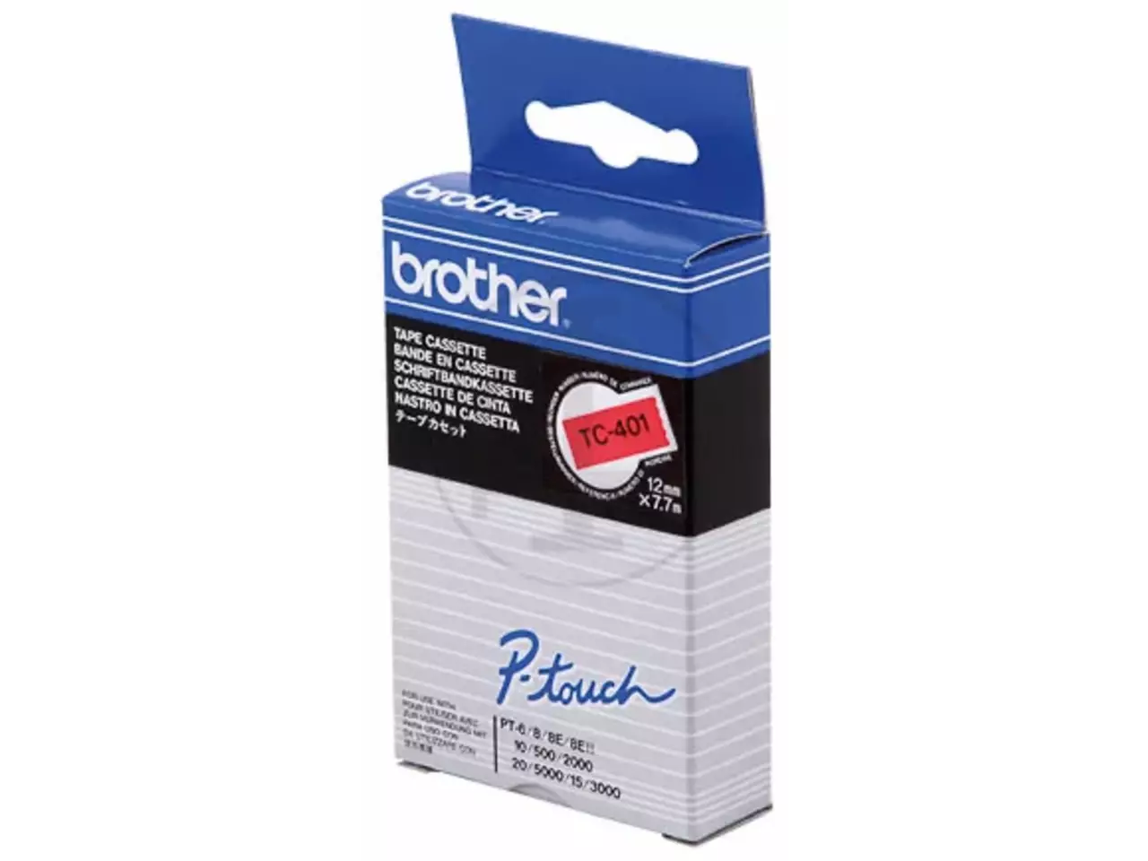 914005440133.webp TC401 BROTHER PT Labeltape 12mm rood zwart 7,7 meter gelamineerd - Afbeelding 1
