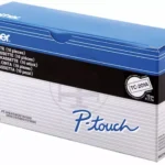 TC201A BROTHER PT Labeltape (10) 12mm wit zwart 10x7,7 meter gelamineerd