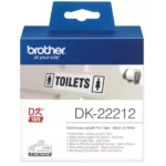 DK22212 BROTHER QL550 Etiketrol 62mm wit zwart 15,24 meter permanent