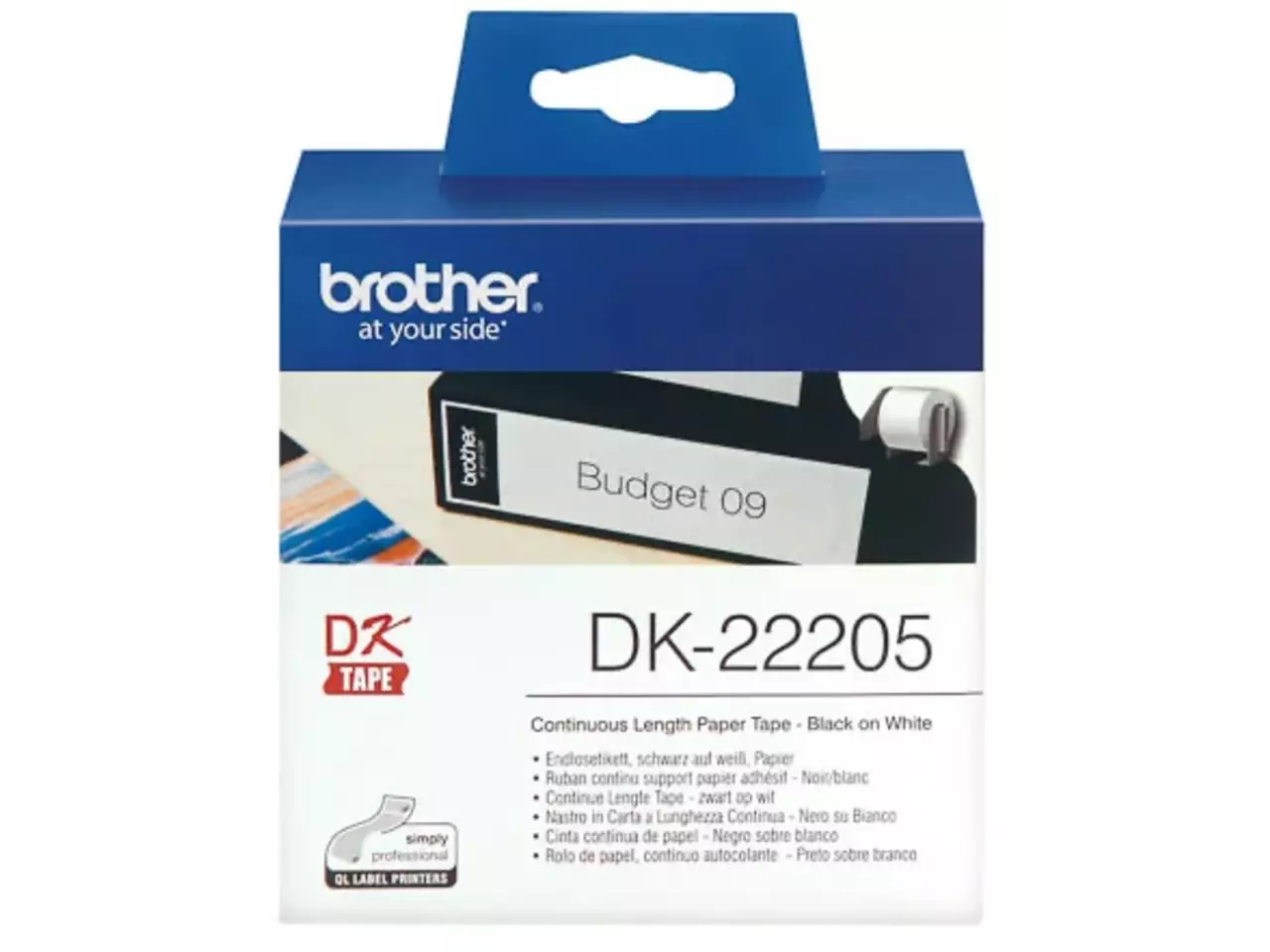 914005440510.webp DK22205 BROTHER QL550 Etiketrol 62mm wit zwart 30,48 meter permanent - Afbeelding 1