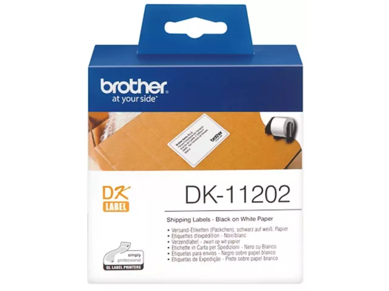 914005440518.webp DK11202 BROTHER QL550 Etiketrol 62x100mm wit zwart 300 stuk permanent - Afbeelding 1