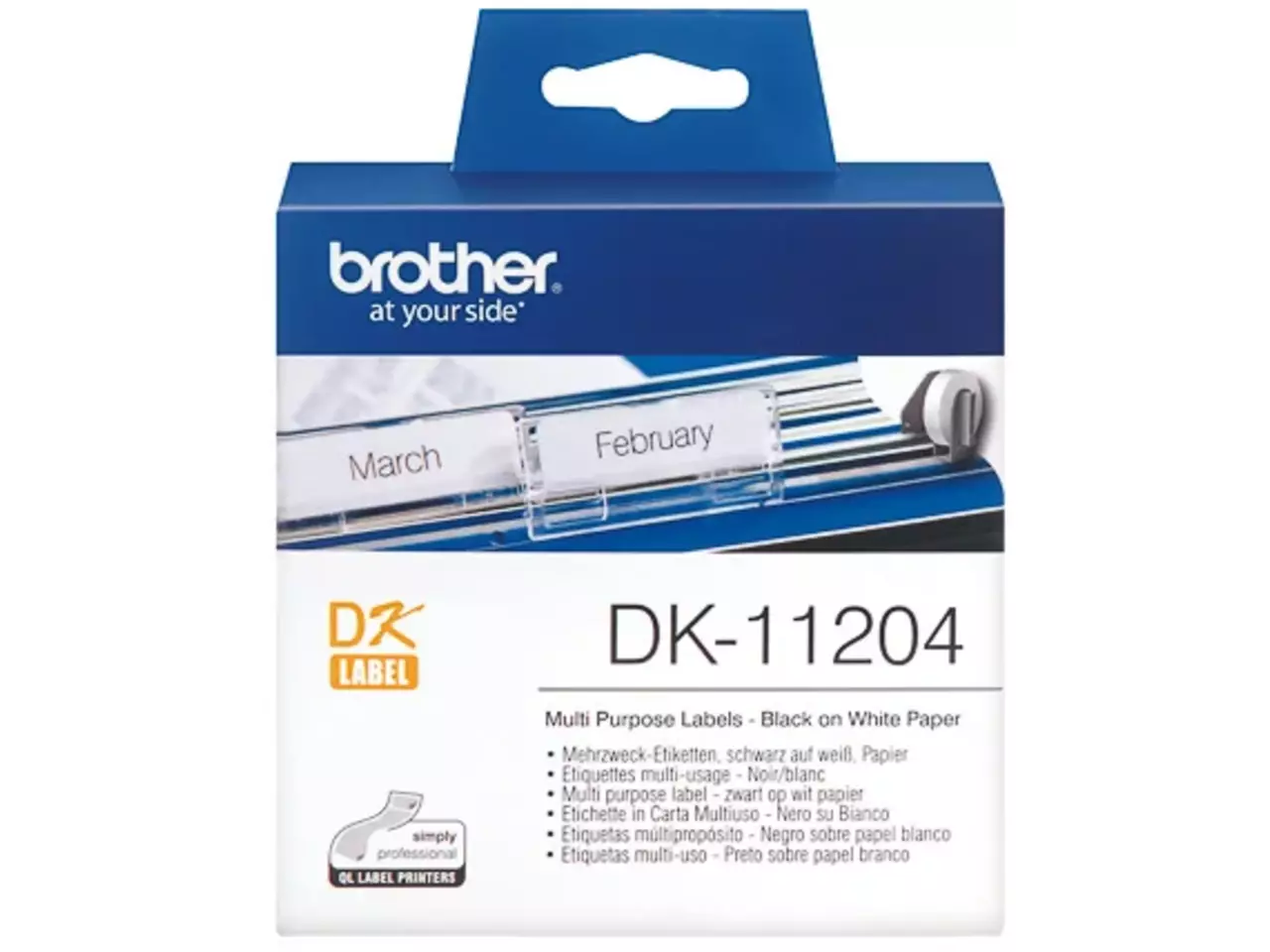 914005440520.webp DK11204 BROTHER QL550 Etiketrol 17x54mm wit zwart 400 stuk permanent - Afbeelding 1