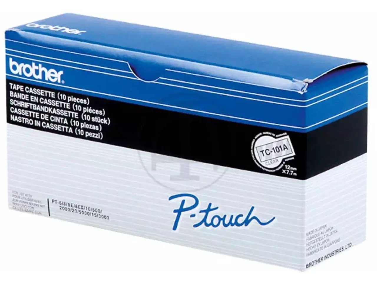 914005440590.webp TC101A BROTHER PT Labeltape (10) 12mm helder zwart 10x7,7 meter gelamineerd - Afbeelding 1