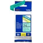 TZE751 BROTHER PT Labeltape 24mm groen zwart 8 meter gelamineerd