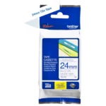 TZE253 BROTHER PT Labeltape 24mm wit blauw 8 meter gelamineerd