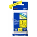 TZE641 BROTHER PT Labeltape 18mm geel zwart 8 meter gelamineerd