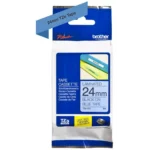 TZE551 BROTHER PT Labeltape 24mm blauw zwart 8 meter gelamineerd