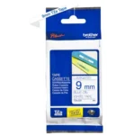TZE223 BROTHER PT Labeltape 9mm wit blauw 8 meter gelamineerd