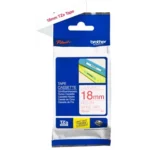 TZE242 BROTHER PT Labeltape 18mm wit rood 8 meter gelamineerd