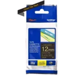 TZE334 BROTHER PT Labeltape 12mm zwart goud 8 meter gelamineerd