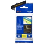 TZE344 BROTHER PT Labeltape 18mm zwart goud 8 meter gelamineerd