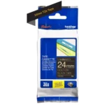 TZE354 BROTHER PT Labeltape 24mm zwart goud 8 meter gelamineerd