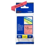 TZE441 BROTHER PT Labeltape 18mm rood zwart 8 meter gelamineerd