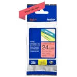 TZE451 BROTHER PT Labeltape 24mm rood zwart 8 meter gelamineerd