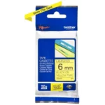 TZE611 BROTHER PT Labeltape 6mm geel zwart 8 meter gelamineerd