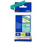 TZE741 BROTHER PT Labeltape 18mm groen zwart 8 meter gelamineerd