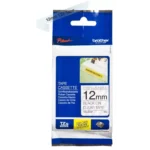 TZES131 BROTHER PT Labeltape 12mm helder zwart 8 meter gelamineerd