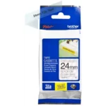 TZES151 BROTHER PT Labeltape 24mm helder zwart 8 meter gelamineerd