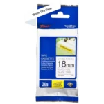 TZES241 BROTHER PT Labeltape 18mm wit zwart 8 meter gelamineerd
