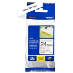 TZES251 BROTHER PT Labeltape 24mm wit zwart 8 meter gelamineerd