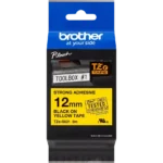 TZES631 BROTHER PT Labeltape 12mm geel zwart 8 meter gelamineerd