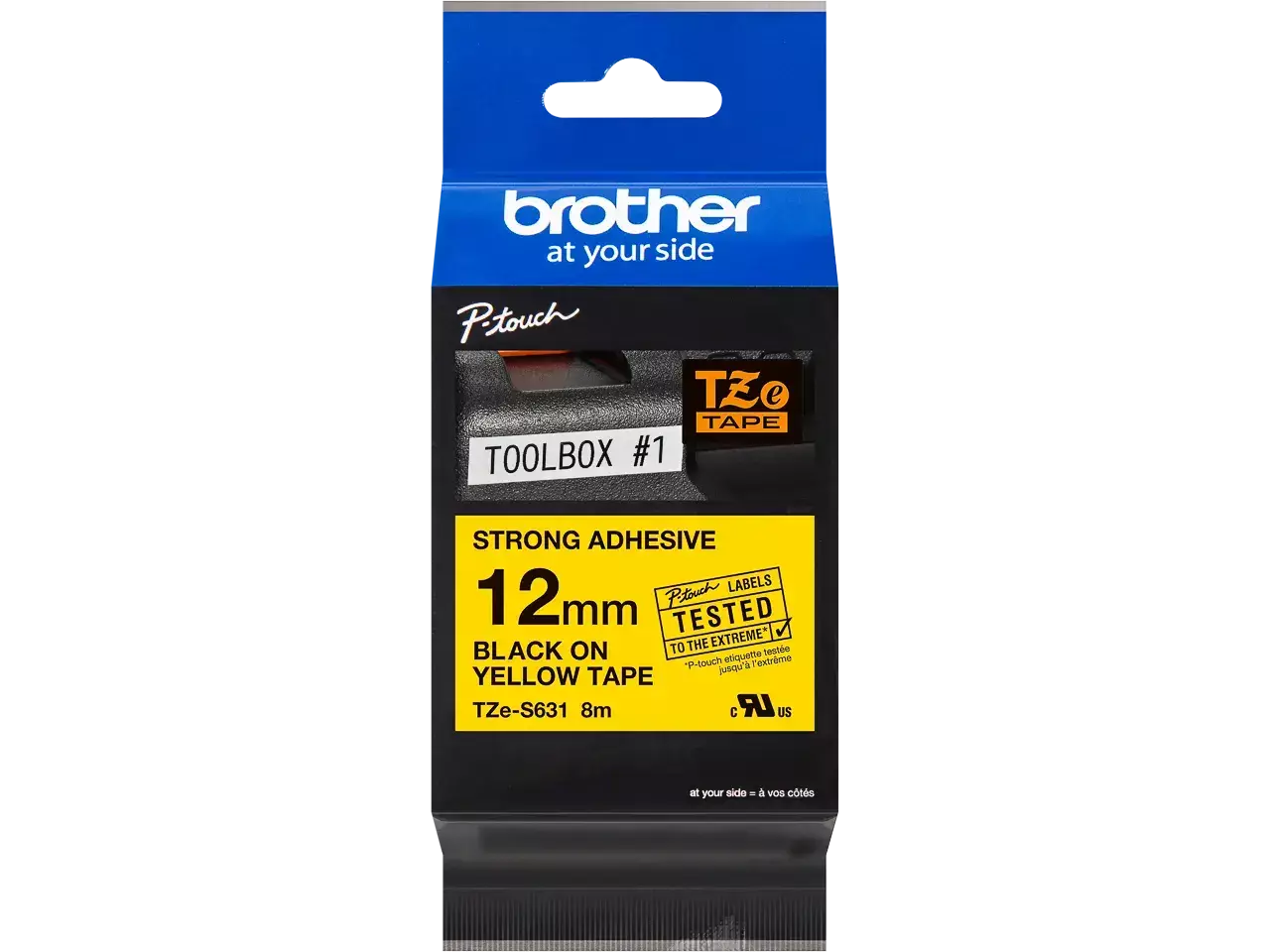914005440678.webp TZES631 BROTHER PT Labeltape 12mm geel zwart 8 meter gelamineerd - Afbeelding 1