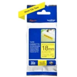 TZES641 BROTHER PT Labeltape 18mm geel zwart 8 meter gelamineerd